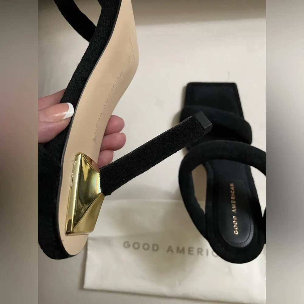 NIB Good American Terry Ankle Wrap Sandals Black Size 10.5 - Image 5