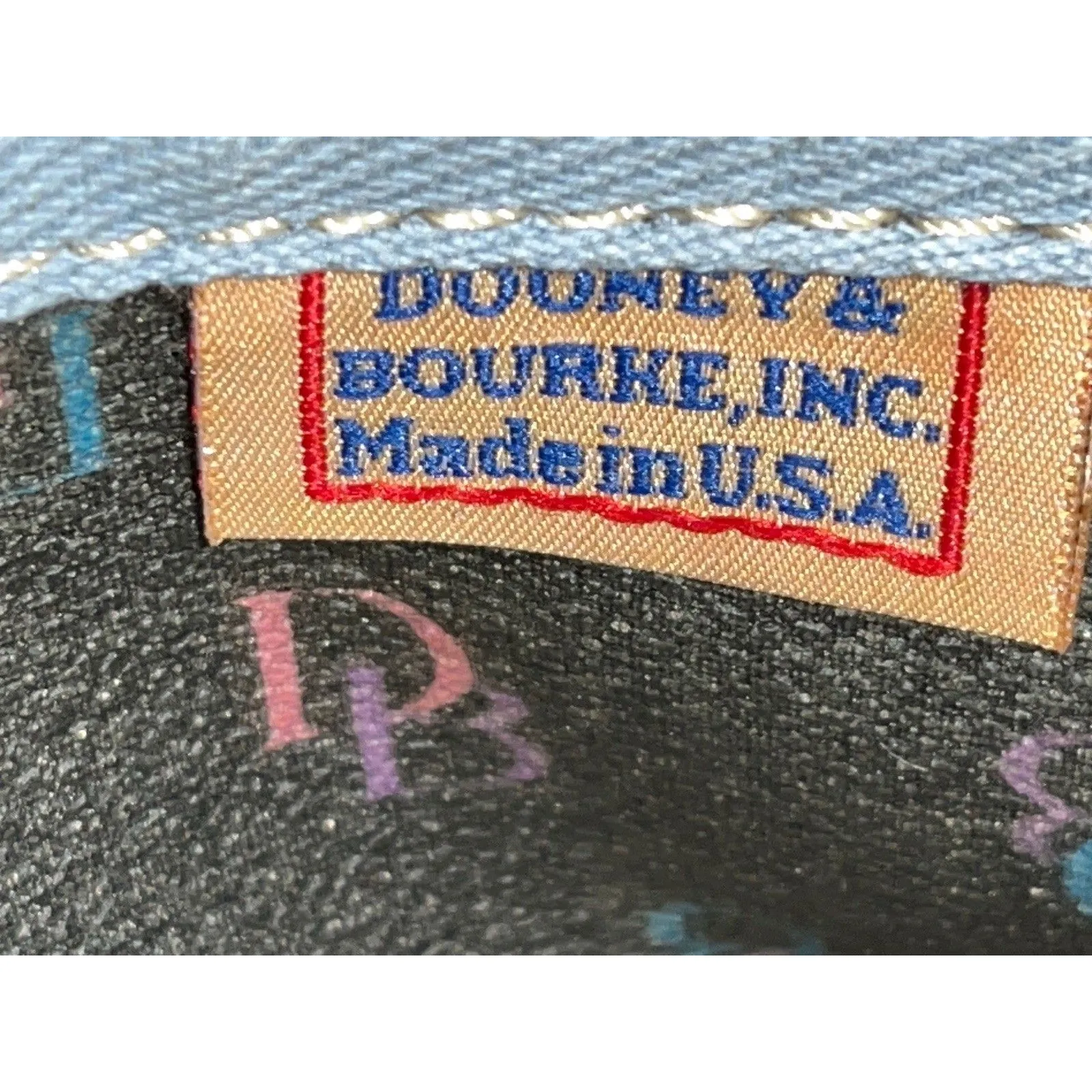 VTG Y2K Dooney & Bourke Black Rainbow DB Monogram Satchel Top Handle Bag USA - Image 11