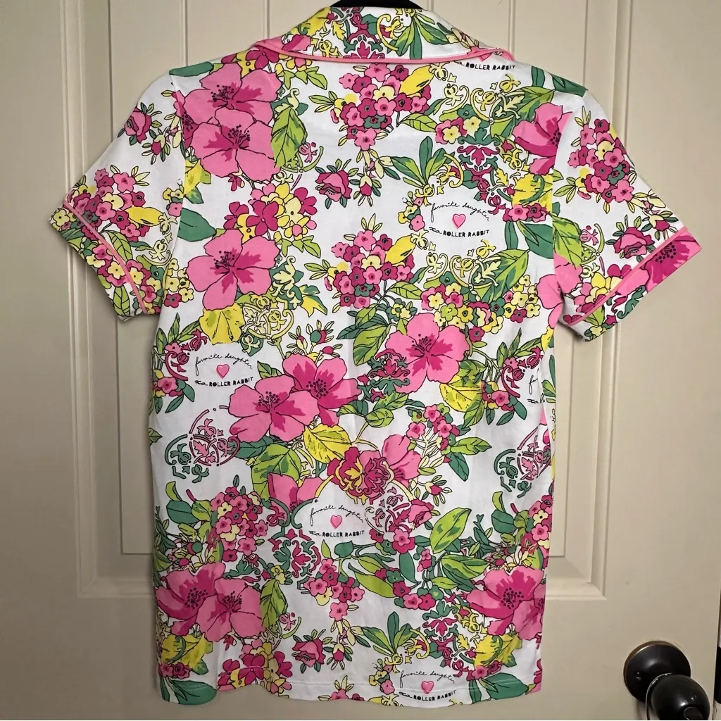 Favorite Daughter x Roller Rabbit "Breakfast in Bed" Polo Pajama Set XS NWOT - Image 9