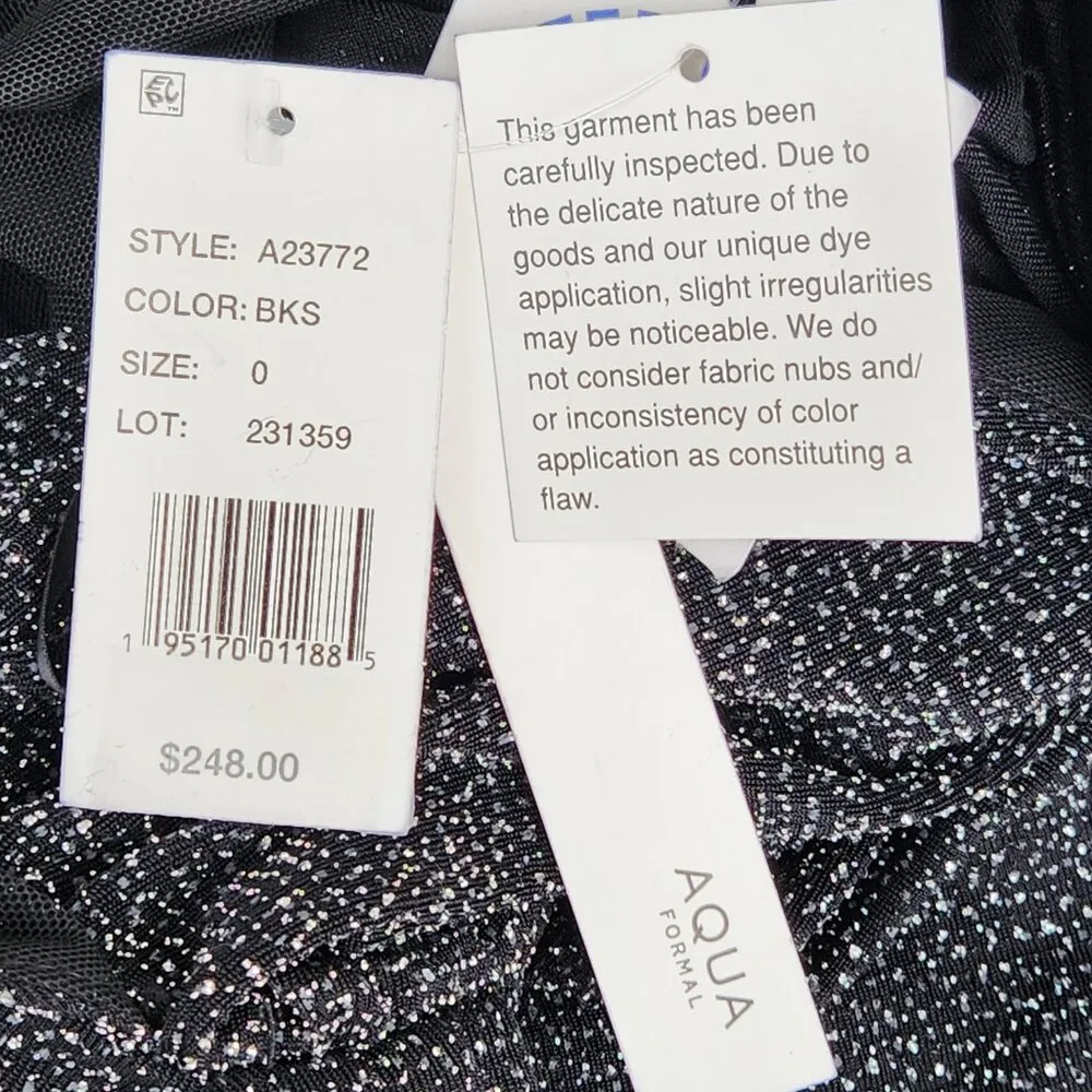 AQUA Metallic Faux Wrap Mini Cocktail and Party Dress Size 0 Black / Silver - Image 8