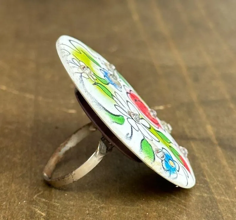 Vintage large round floral ring - Image 3