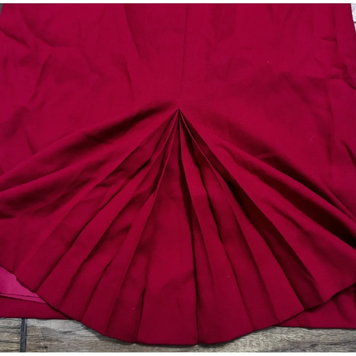 VTG 80s DONCASTER Collection Women's Sz 12 Pleated 100% Wool Crepe USA Christmas - Image 3