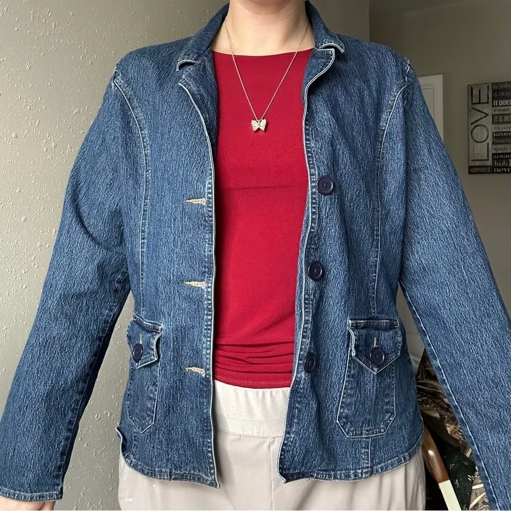 Vintage Bailey’s Point Denim Jacket 90s Y2K Casual Comfy Large XL Blue - Image 2