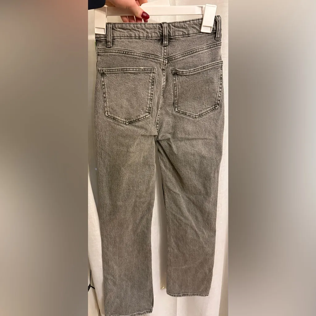 ZARA TRF Stove Pipe Black Grey Wash High Waisted Straight Leg Jeans Size 2 - Image 4