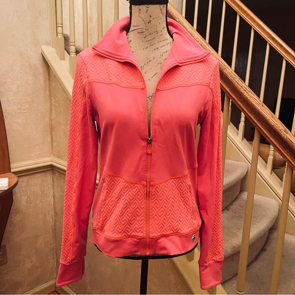 Trina Turk Recreation athletics zip up jacket sporty pink Sz small - Image 9