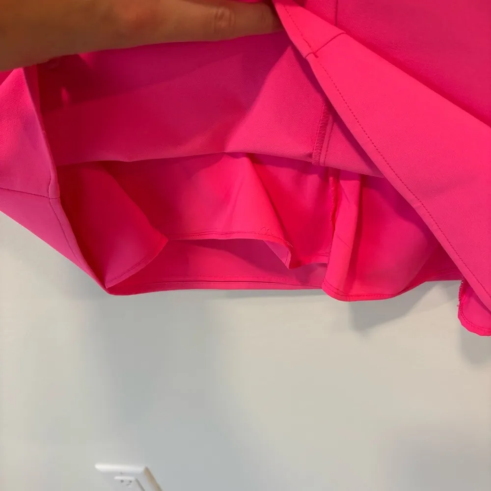 Sail to Sable Hot Pink Mini Cocktail Shift Dress Cowl Neck Preppy Feminine Neon - Image 9