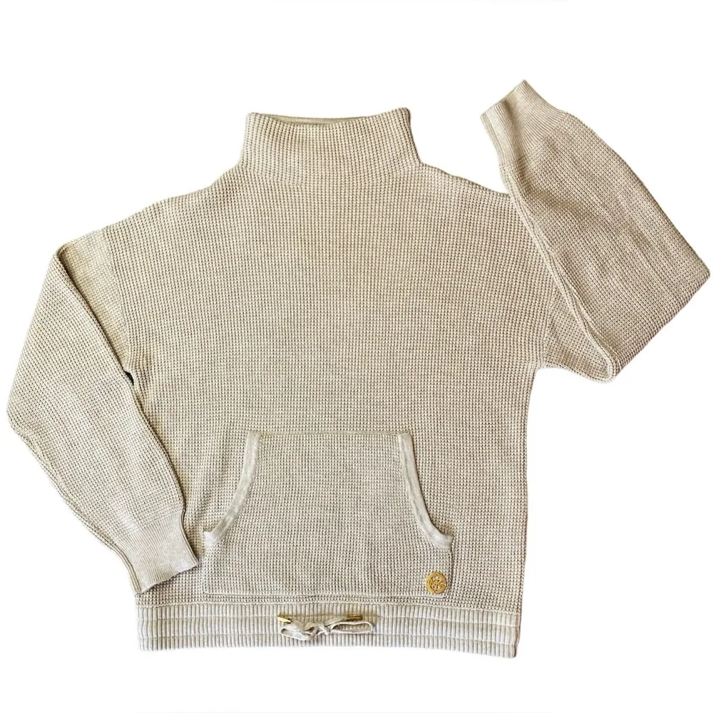 Michael Michael Kors Cinch Waist Mock Neck Oatmeal Heather Thermal Sweater - Image 3