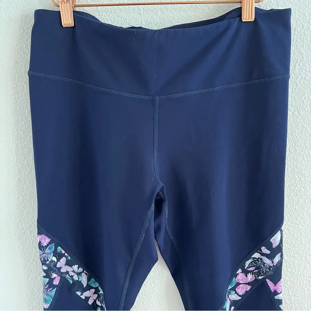 GAP Fit Butterfly Navy Active Pants Legging Workout Tights Large Regular - Image 2