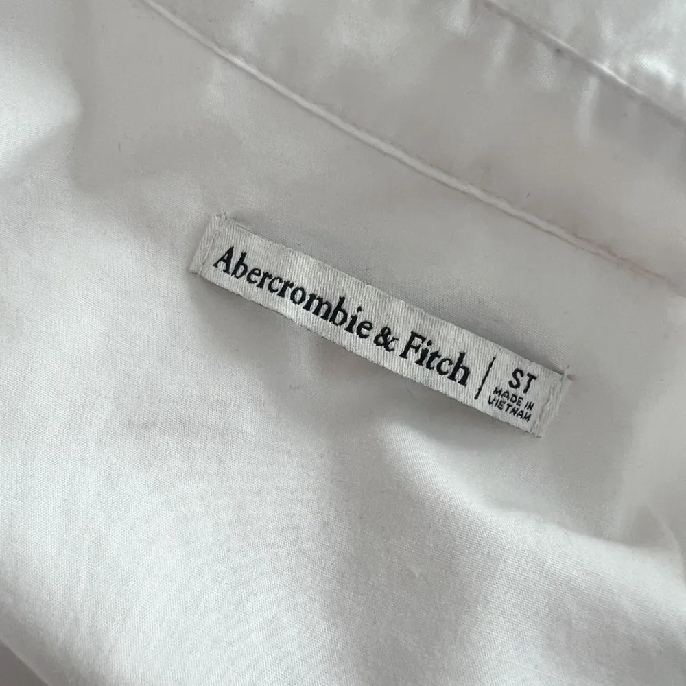 ABERCROMBIE Poplin Tiered White Mini Dress Sz S Tall - Image 6