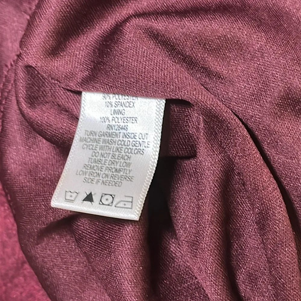 Marc Bouwer Unlimited Burgundy Crushed Velvet Bell Sleeve Keyhole Dress Womens M Red Size M - Image 15