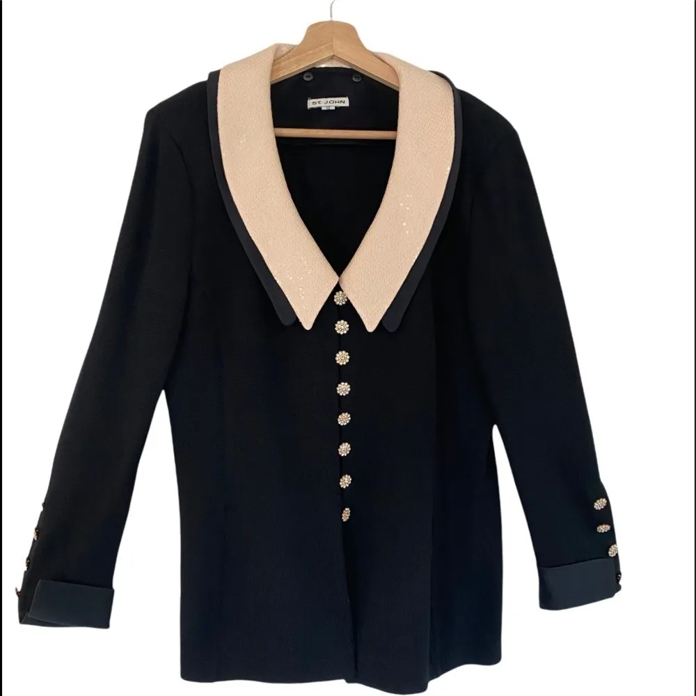 ST. JOHN EVENING Santana Knit Triple Style Rhinestone Button Cardigan Size 12 - Image 2