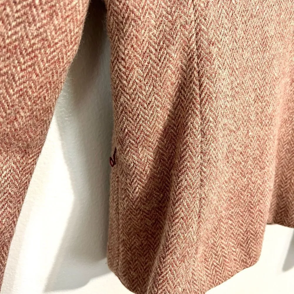 Tomboy Brand Vintage Pink Herringbone Tweed Blazer Pink Size XS - Image 4
