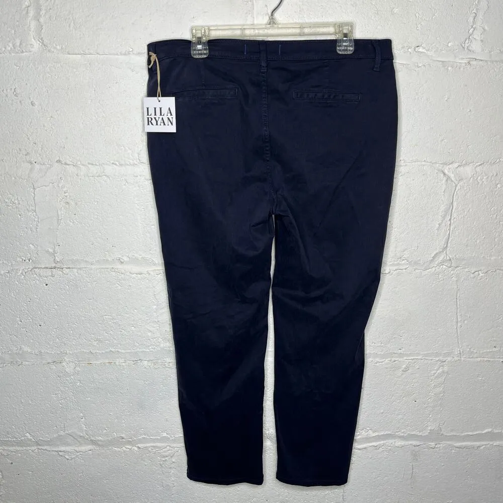 Lila Ryan Women's Navy Blue Pert Skinny Trousers with Ruffle Pocket Size 16 NWT - Image 4