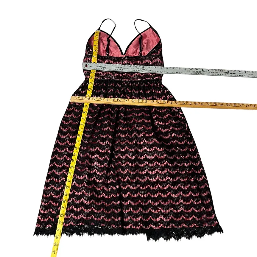 TRINA TURK Embroidered Lace Overlay Dress Kruze Black Rio Rose Spaghetti Straps - Image 6