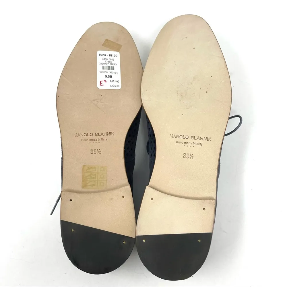 MANOLO BLAHNIK gray suede loafers, made in Italy, size 39.5 /9.5 NWT - Image 10