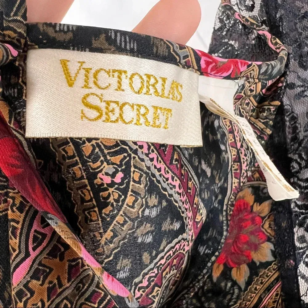 VICTORIAS SECRET Women’s Slip On Lace Paisley Mini Dress Sz S Sexy Lounge Y2K - Image 4