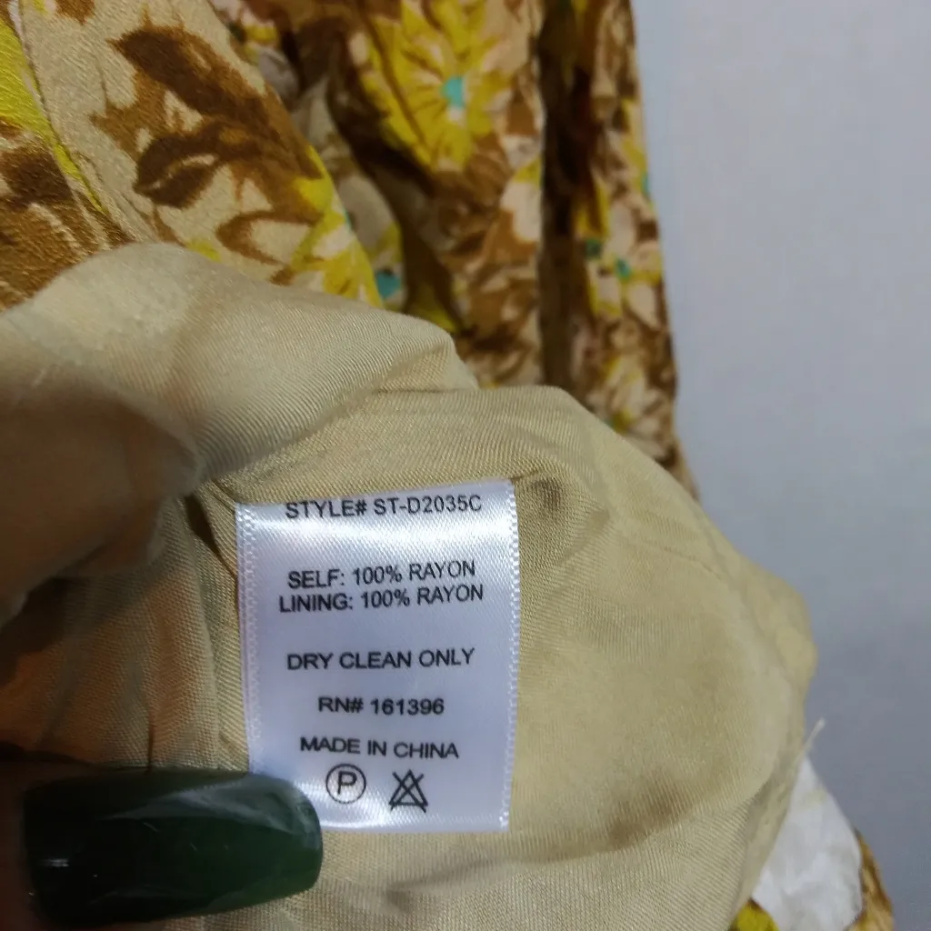 Sky To Moon Neutral Fall Floral Sleeveless Mini Babydoll Dress Size M Yellow Size M - Image 7