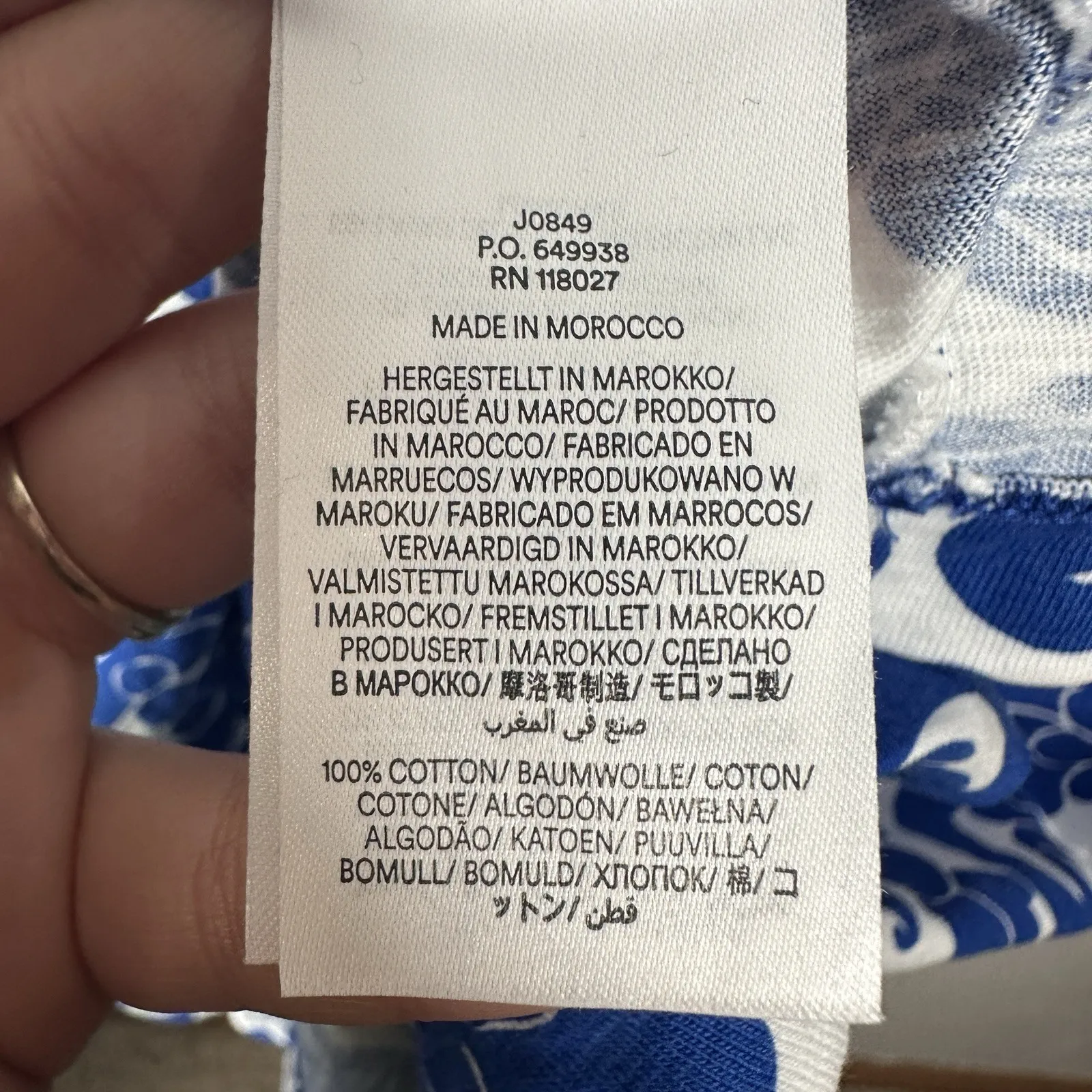 Boden Florrie Blue Floral Jersey Dress Cotton Knee Length Pockets Womens 14L Size 14 - Image 7