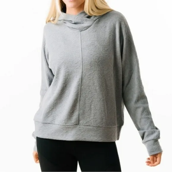 ZYIA texture hoodie sweatshirt blue/grey‎ - Image 2