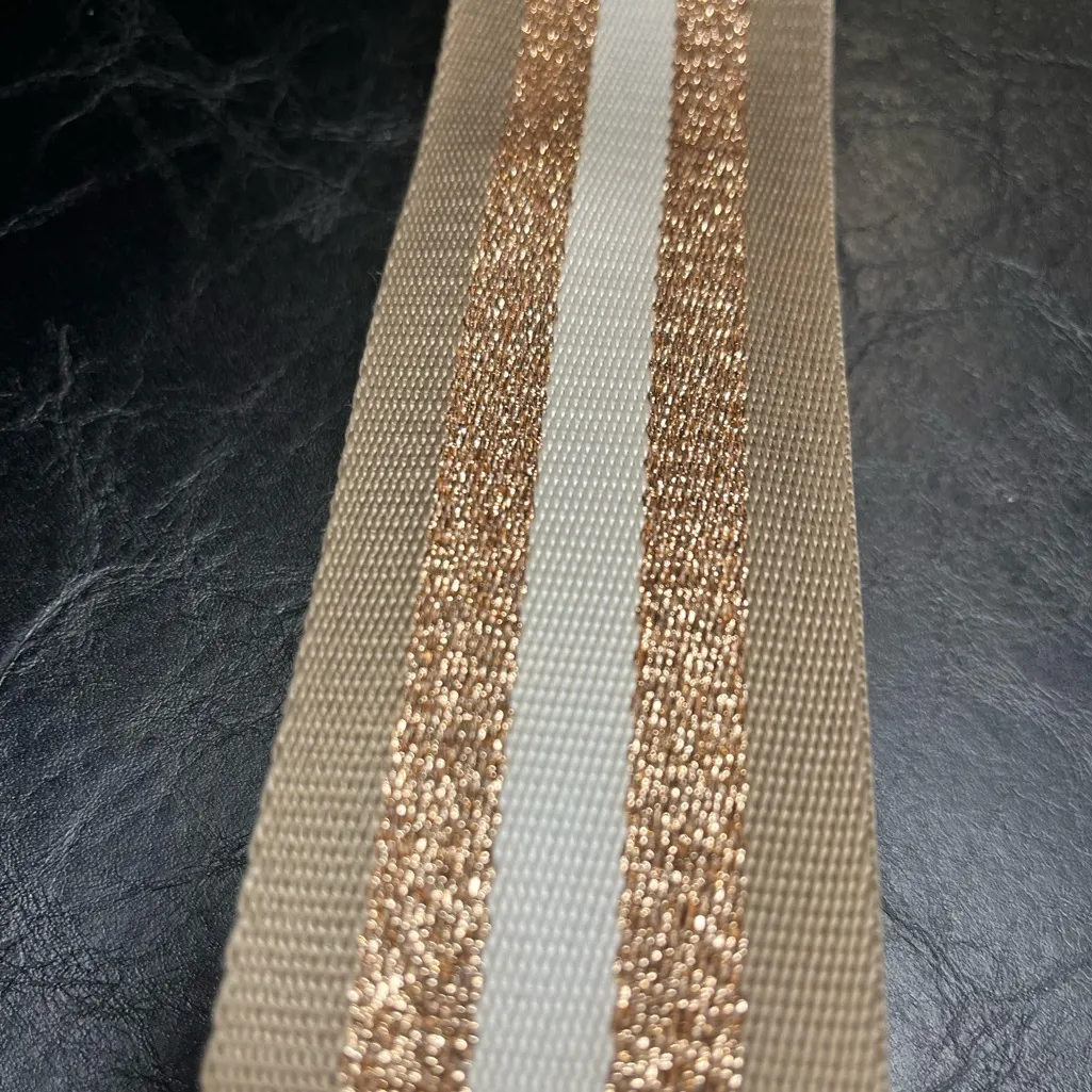 Elie Beaumont Metallic Rose Gold Stripe Adjustable Strap EB Hardware | Like New - Image 6