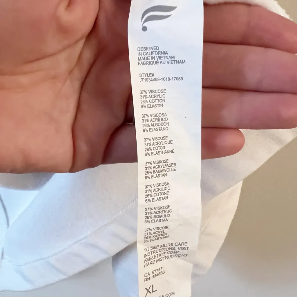 Fabletics White Hooded Vest Open Front Cardigan Drawstring Back Size XL - Image 8