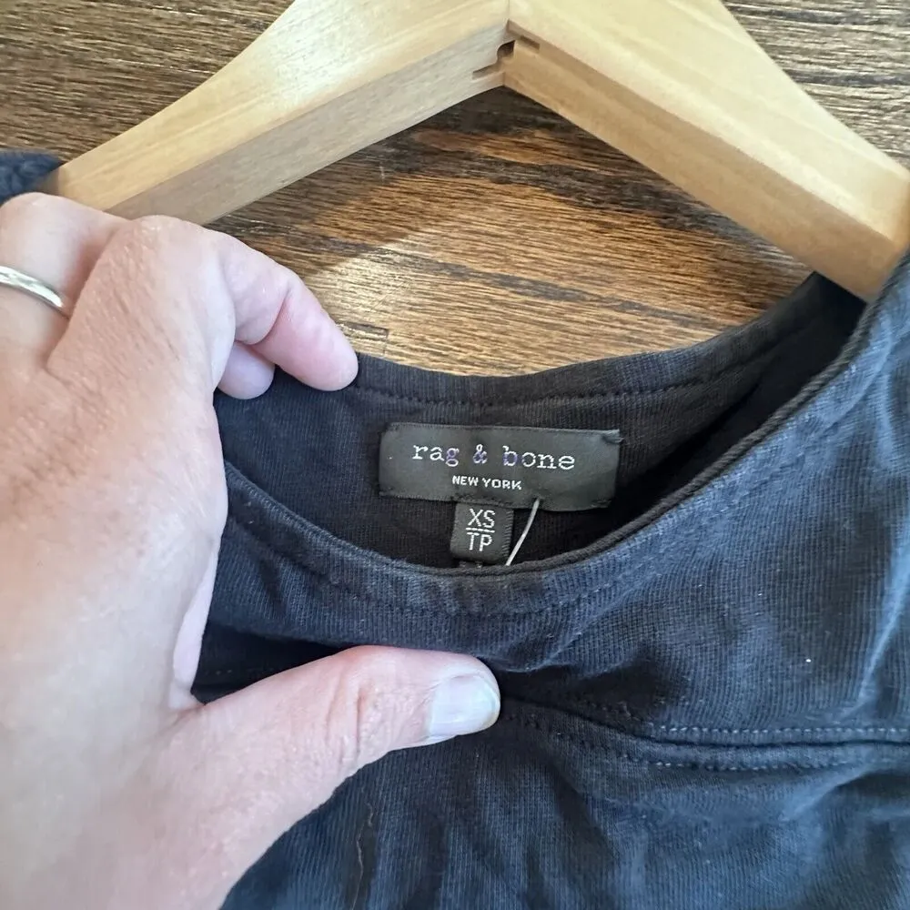 Rag Bone Women's Black Crew Neck Sleeveless Oversize tank top Size XS 1044 - Image 5