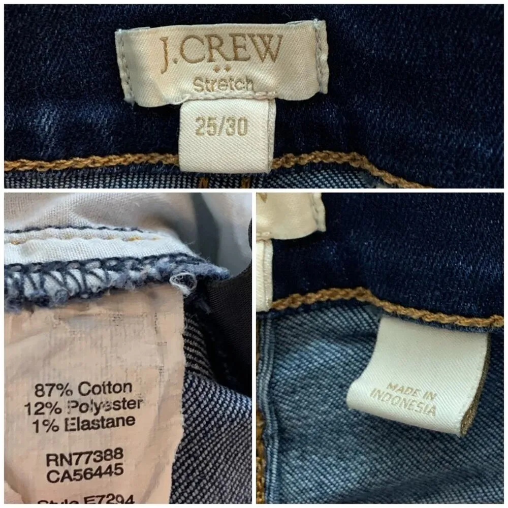 J.Crew Women's Mid Rise Skinny Slim Fit Ankle Jeans Dark Wash Stretch 25X30 - Image 5