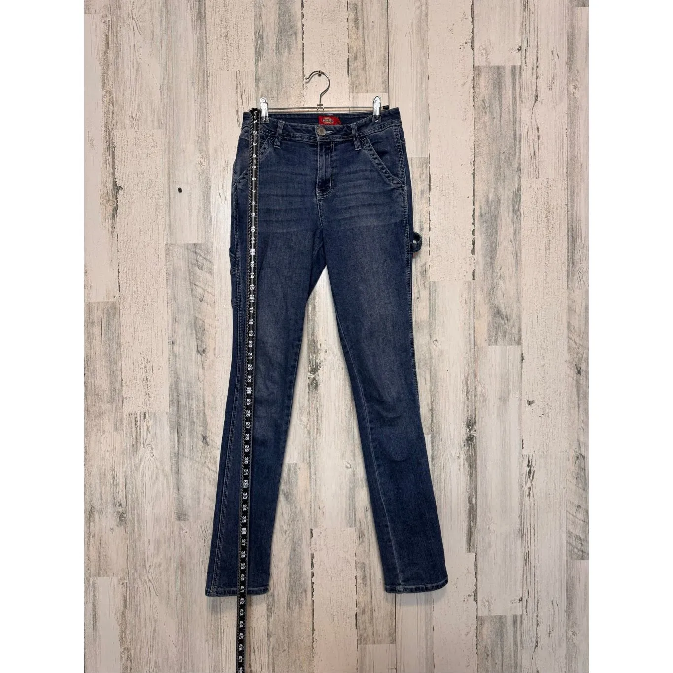 Dickies Women’s Carpenter Jeans Size 31/26 Dark Wash Utility Workwear Straight L - Image 9