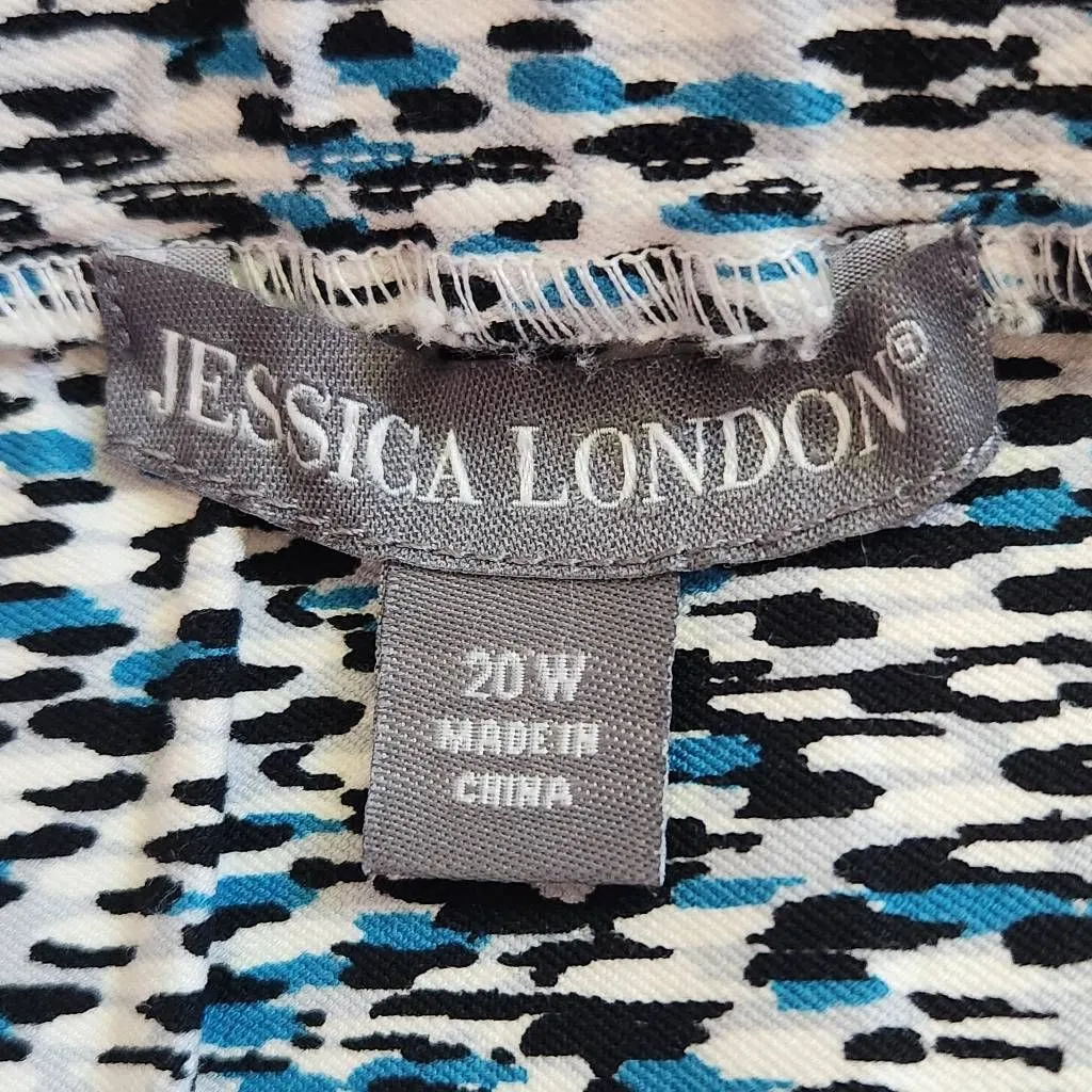 Jessica London Blue and Black Pull-on Pants Size 20W Stretch Cropped Pants - Image 6