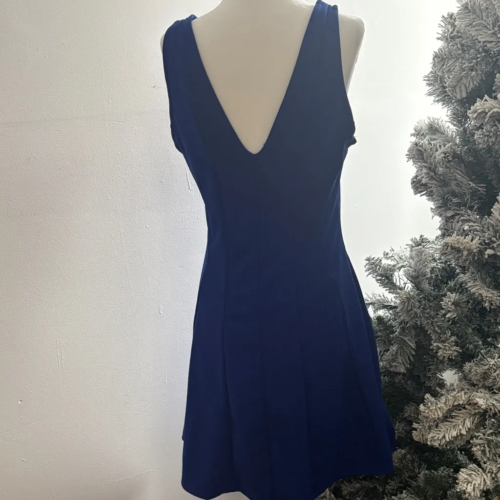Iris Royal Blue V-Neck Mini Dress - Image 4