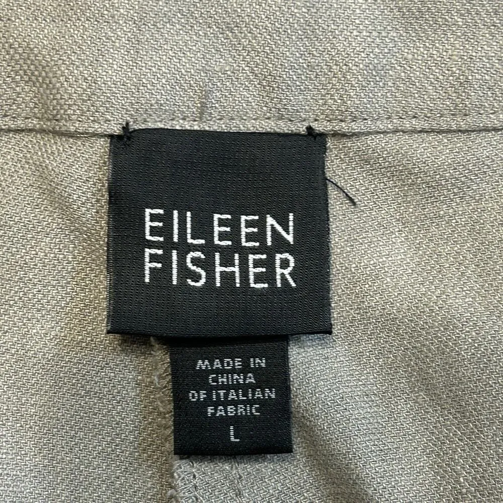 Eileen Fisher Tan Beige Lightweight Flowy Linen Wool Blend Minimalist Pants Sz L - Image 3