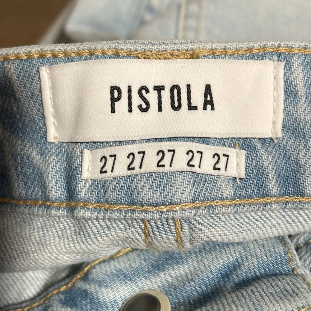 Pistola Denim Jean Mini Skirt Distressed Raw Hem Light Wash Blue Size 27 - Image 5