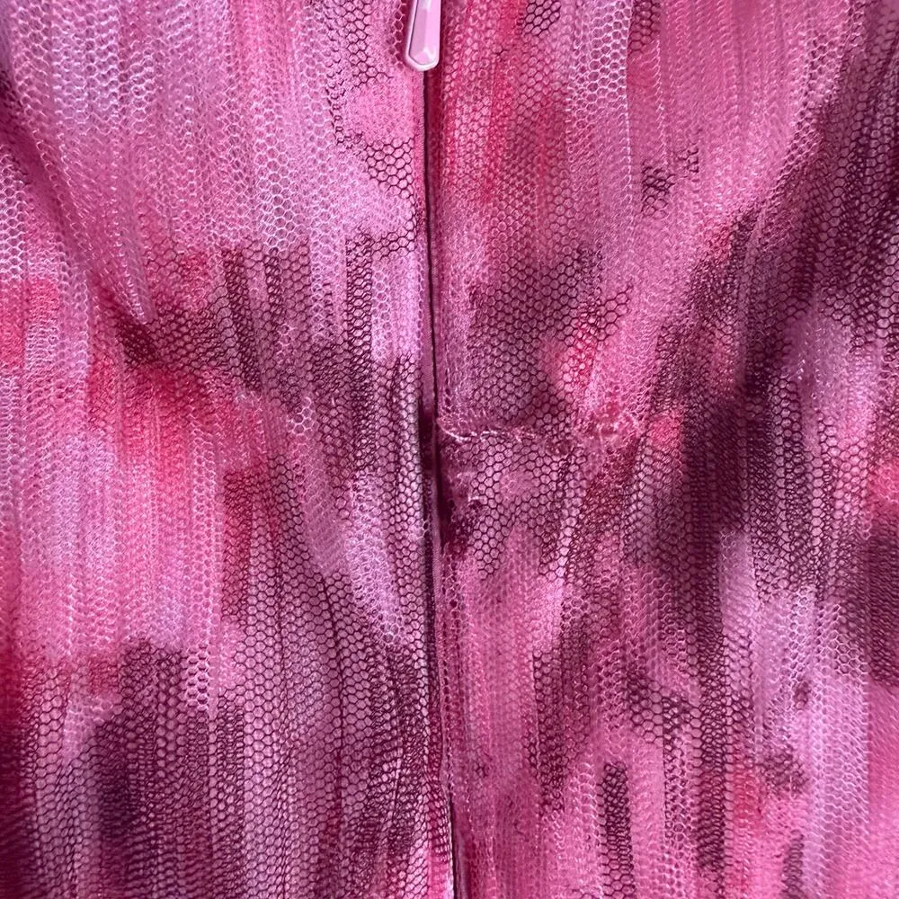 ML Monique Lhuillier Pink Tulle Pleated Sleeveless Cocktail Midi Dress 8 - Image 13