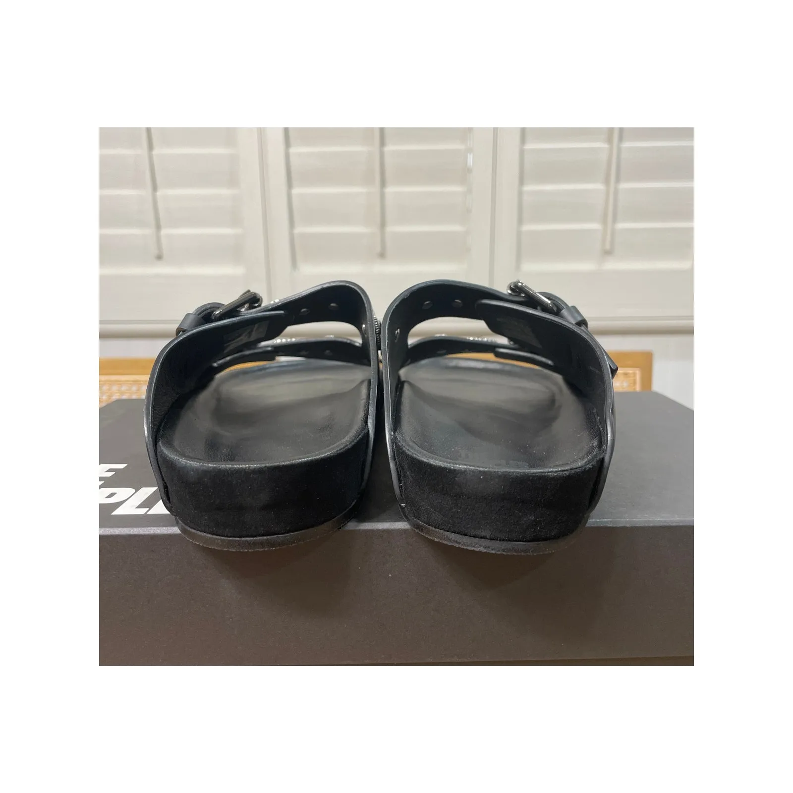 The Kooples Black Leather Buckled Sandals w/ Studs Size 5 US 36 EU NIB Slides - Image 9