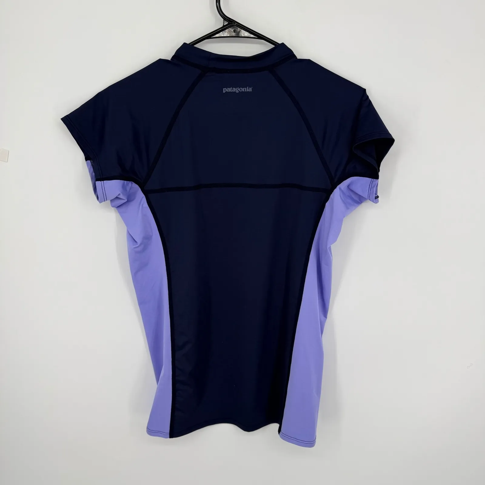 Patagonia Micro Swell Rashguard Short Sleeve Navy Lilac UPF Sun Protection Lg - Image 8