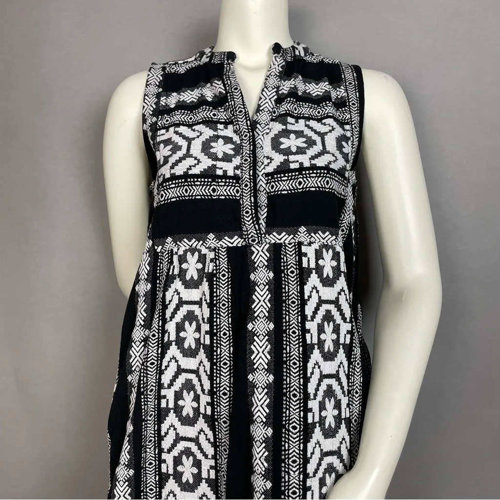 Elan Dress Cover-Up Woven Design Black White NO TIES Sleeveless Women Small Boho - Image 6