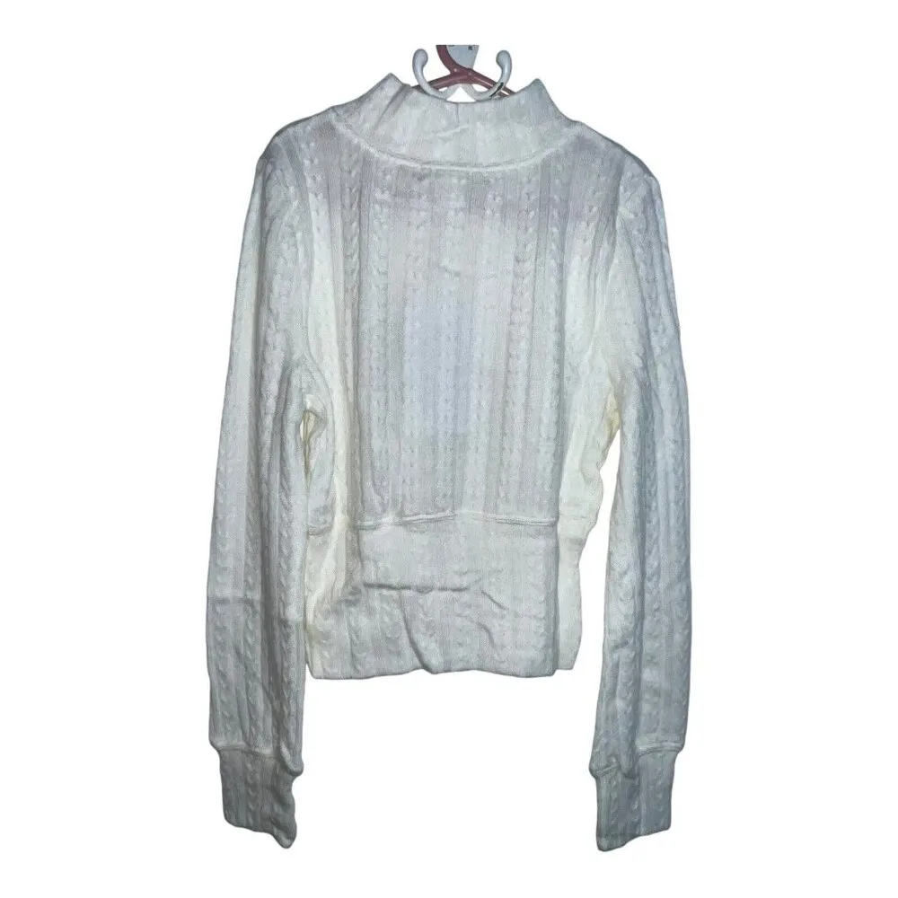 BOG BAND OF THE FREE RAQUEL IVORY RIBBED KNIT PULLOVER SHIRT MOCK NECK SIZE XS‎ - Image 4
