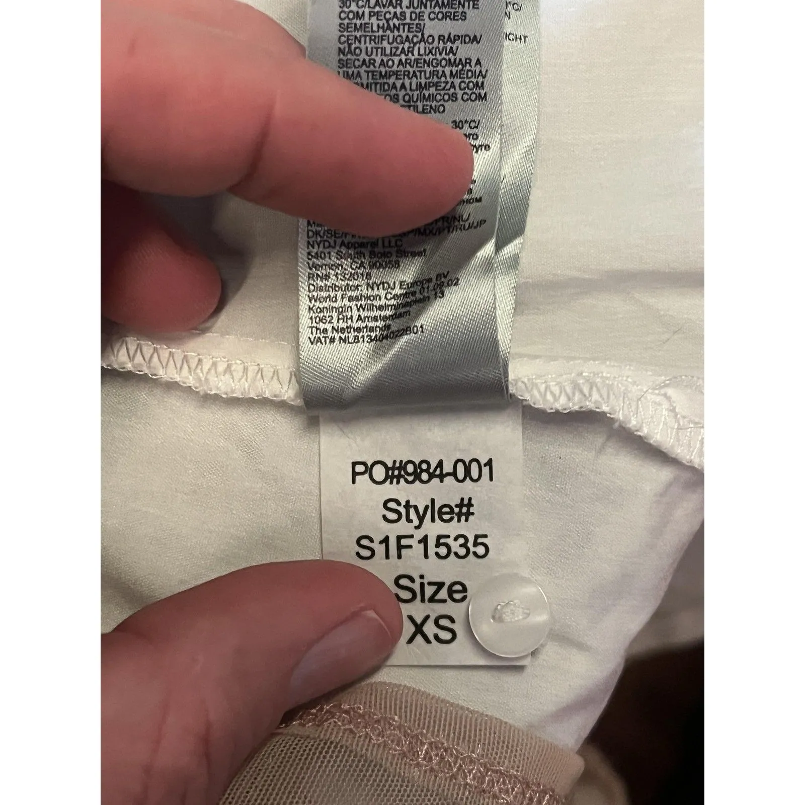 NYDJ Shirt Womens XS White Button Front Collared Lined Shaping Top Stretch - Image 9