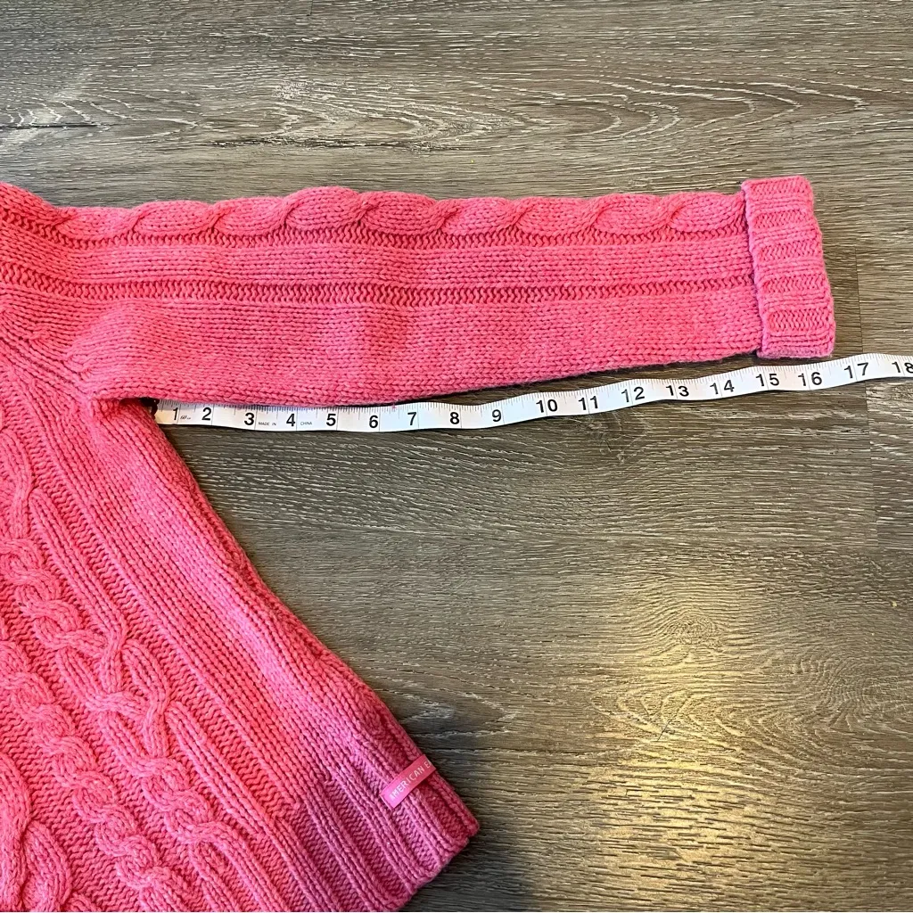 American Eagle Dark Pink Wool Cable Knit Long Sleeve Pullover Sweater Women’s M - Image 4