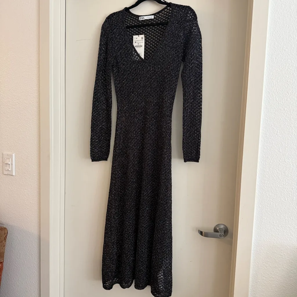 NWT ZARA METALLIC THREAD KNIT DRESS - Image 7
