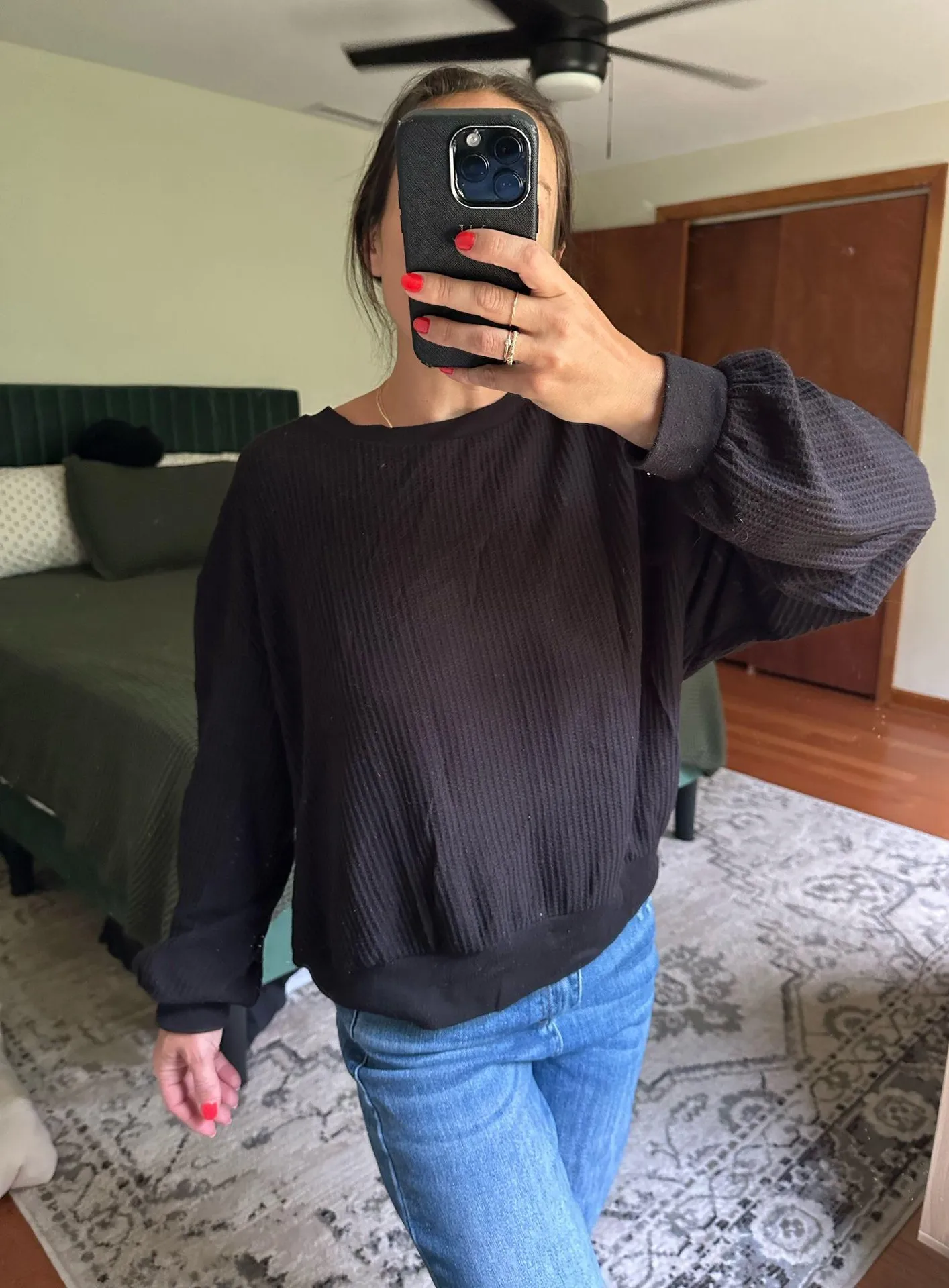 Old Navy Black Thermal Long Sleeve - Image 2