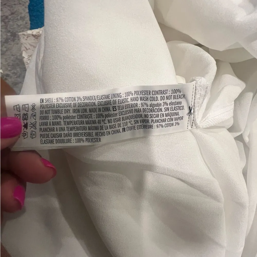 NWT Endless Rose White lace Tiered off the shoulder women's mini dress large - Image 14