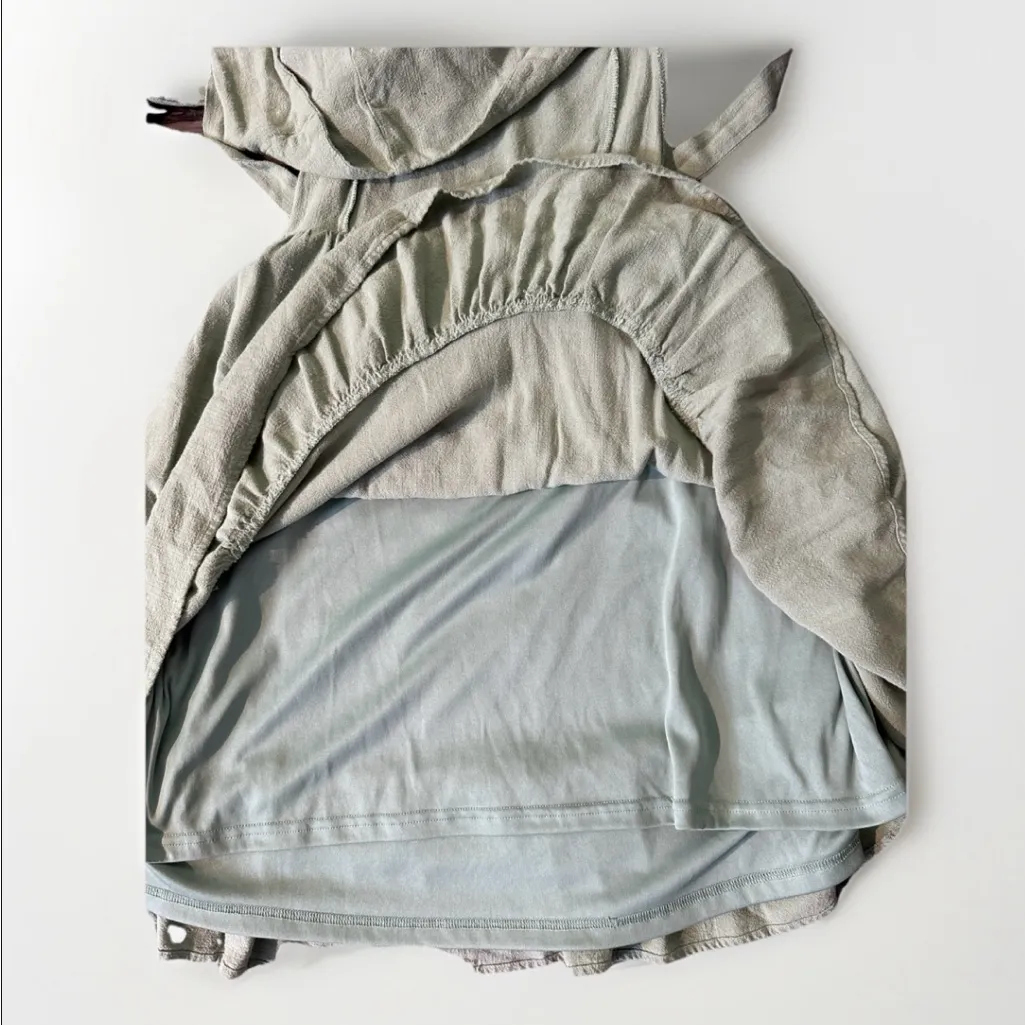 Altar’d State  Green Tie‎ Back  Sleeve Mini Short Ruffle linen blend Dress S - Image 5