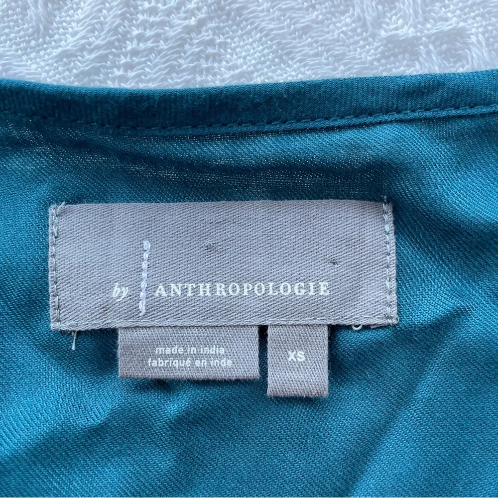 Anthropologie Luzia Cropped Cami Embroidered Beaded Teal Floral Boho Size Xs - Image 6