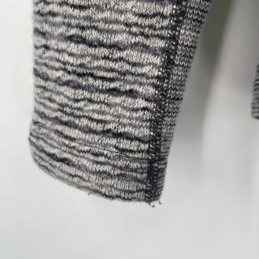 OVERLAND Zip Up Sweater Small Aurora Wool Blend Fleece Gray Stripe Jacket Pocket - Image 14