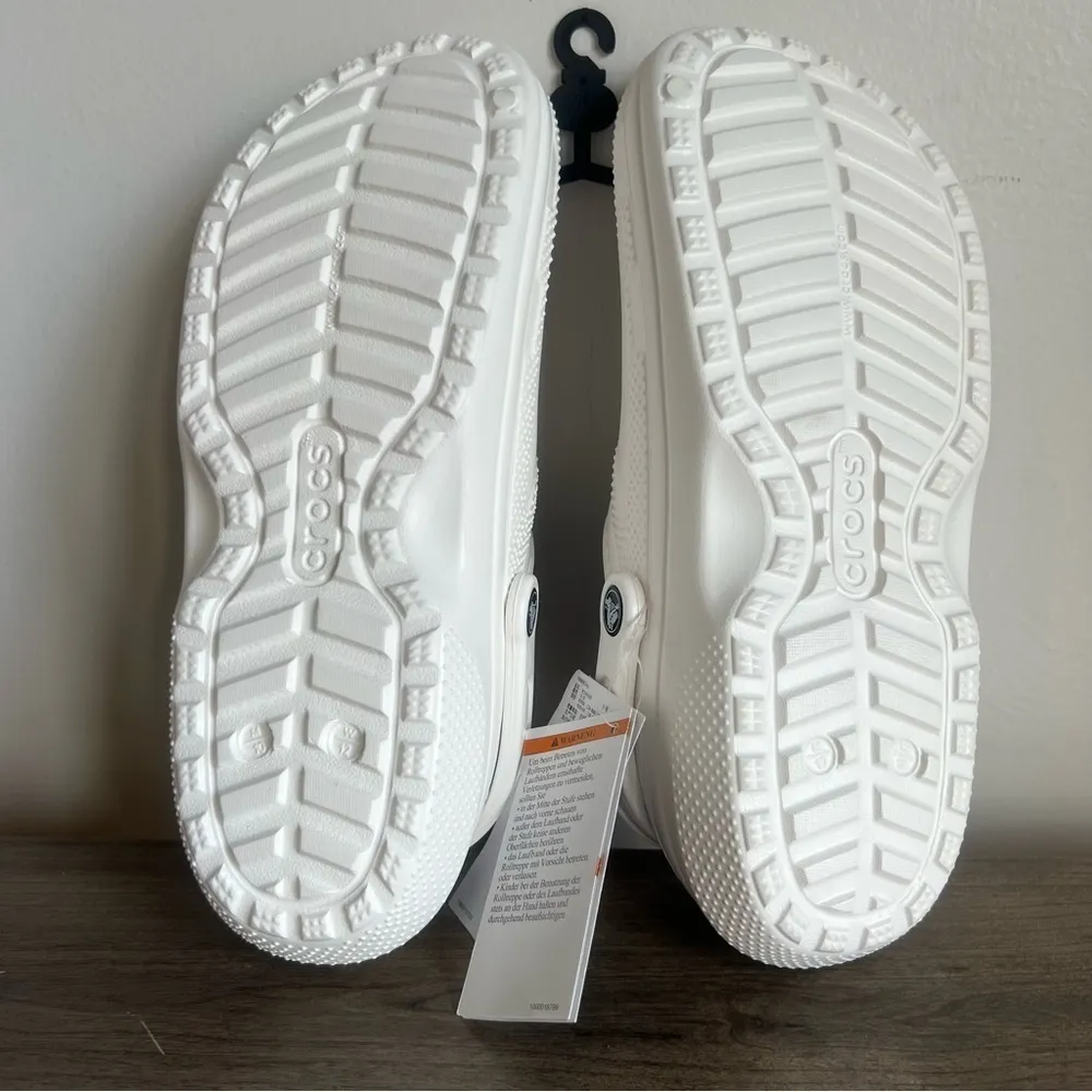 Crocs Classic Lined Unisex White  Grey Clog Size 10 or 12 #B1869 - Image 9