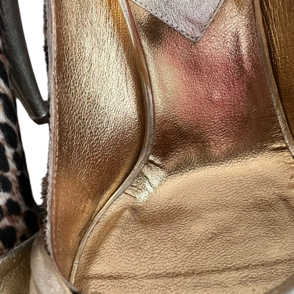 Dolce & Gabbana Women’s Vintage Peep Toe Gold Bow Leopard Print Pump Heels Sz 40 - Image 5