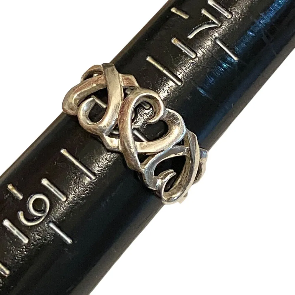Triple Loving Heart 925 Sterling Silver Signed LA Ring Size 8 Love Valentines - Image 6