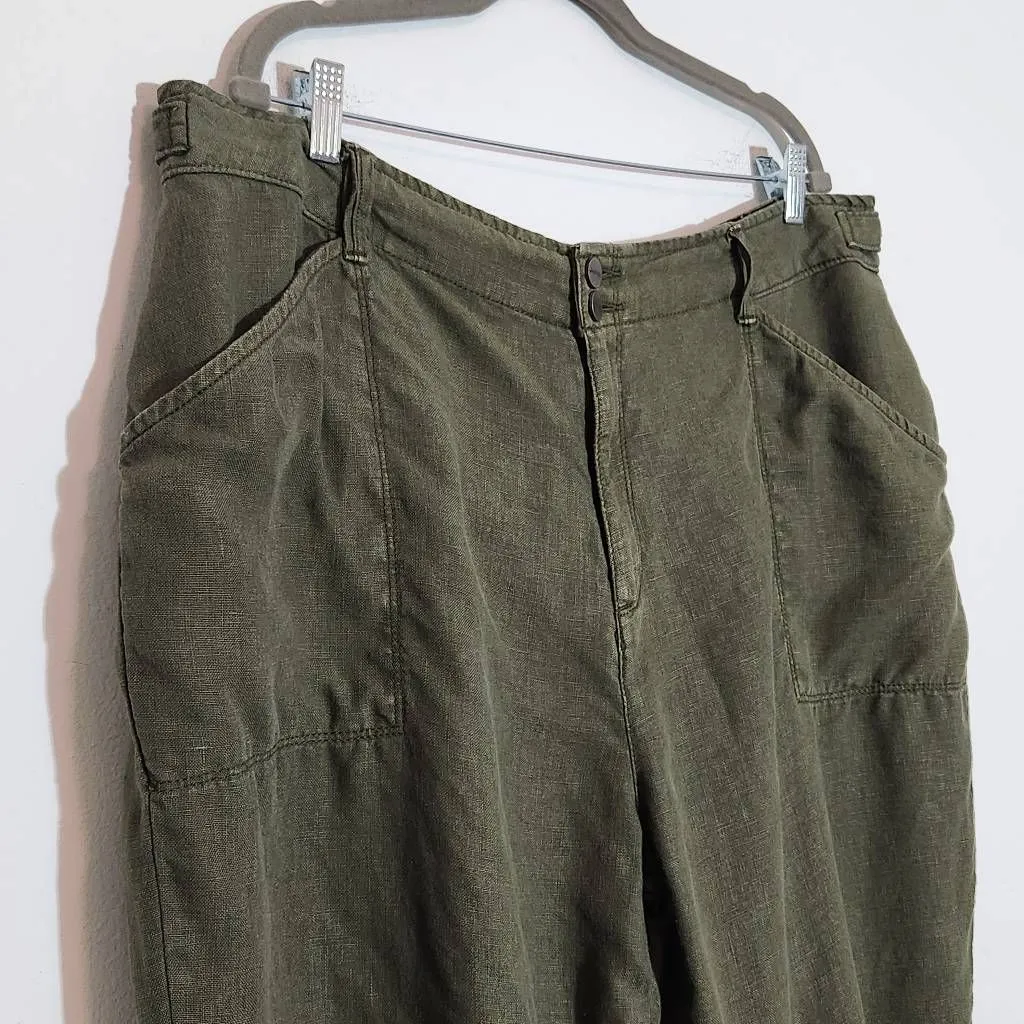 Sanctuary Army Green Linen Joggers Size 18W Sanctuary Green Linen Pants - Image 5