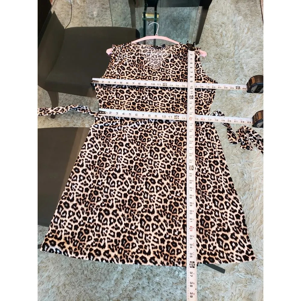Apt. 9 Dress Women's XL Multi Leopard Print Tie Waist Sleeveless V Neck - Image 8